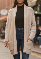 Altar’d State Beige Cozy Long Line Open Cardigan Large Photo 0