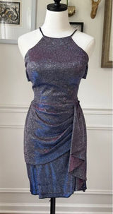 Vintage 90s Blondie Nites Caged Back Cosmic Sparkle BodyCon Cocktail HoCo Dress Photo 0
