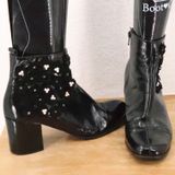 Kennel Schmenger Patent Leather Floral Pearl Ankle Boots Square‎ Toe Size 7.5 Photo 0