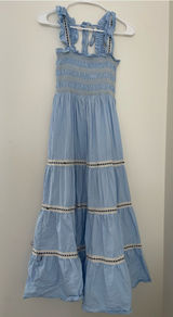 Light Blue Smocked Maxi Dress Photo 0