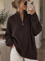 Jos A Bank Brown Lambswool Quarter Zip Pullover Sweater Men's Large Photo 0