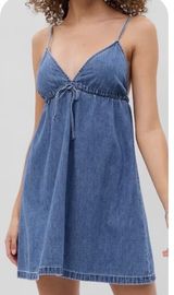 Gap Denim Mini Dress Tie Front Photo 0