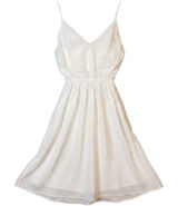 Krisa Mini Dress Womens Medium White New V-Neck Spaghetti Strap‎ Gathered Waist Photo 0
