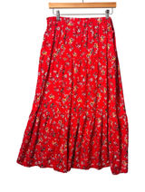 Beachlunchlounge Ramona Maxi Skirt L Aurora Red Floral Tiered Boho Cottagecore Photo 0