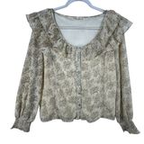 Coquette Promesa Floral Ruffle Long Sleeve Blouse Romantic CottageCore Top M Y2K Photo 0
