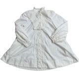 Free People cherry White Cotton Victorian Mini Dress Pleated Bib Pockets XS Photo 0