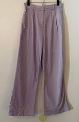 Abercrombie & Fitch Purple High Waist Sloane Dress Pants Linen Cotton Wide Leg Photo 0