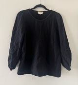 Black 100% Cotton Gauze Long Sleeve Peasant Top Large Cottagecore Prairie Fall Photo 0