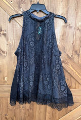 Maurices Women’s Black Gray Lace Sleeveless Tunic Top Floral NWT Size 2XL (9262) Photo 0