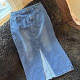 Rachel Zoe Blue Denim Maxi Skirt Front Slit Womens Size 10 Photo 0