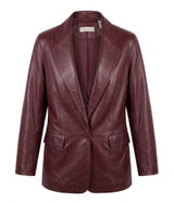 Lord & Taylor Womens Burgundy Wine Genuine Leather Blazer Jacket 10 Y2K Mob Wife Photo 0