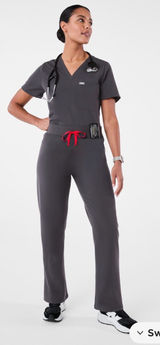 FIGS Livingston High-Rise Straight-Leg Scrub Pant Womens XS-P Charcoal NWT Photo 0