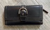 Y2K Coach Wallet Black Leather Soho Hampton Trifold Large Buckle Photo 0