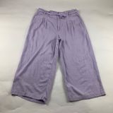 Old Navy Dusky Lavender Linen Blend Belted Wide Leg Cropped Pant XL Photo 0