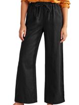 Boden 100% Linen Wide Leg Pants Drawstring Ankle Summer Casual Brown 14L 38"x34" Photo 0