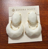 Rare Retired Kendra Scott Gold Ivory White Resin Statement Drop Earrings Photo 0