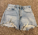 Zara Light Blue Washed Distressed Denim Shorts Photo 0