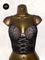Victoria’s Secret Black & Pink Lace Bustier Corset Top Photo 0