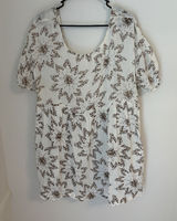 Free People Belezza Printed Babydoll Mini Dress Cream Scoop Neck Size Large Photo 0