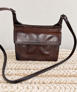 Vintage Fossil Brown Leather Organizer Crossbody Bag Wallet Purse Y2K Photo 0