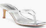 Abound Tina Kitten Heel Sandal Size 6 Silver Open Square‎ Toe Photo 0