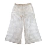 Elevenses Anthropologie Linen Windowpane Wide Leg Crop Pants Beige Womens 16T‎ Photo 0