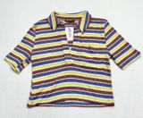 Zara Striped Ribbed‎ Knit Polo Shirt Womens Size M Multicolor Retro Y2K V-Neck Photo 0