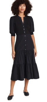 Veronica Beard Davenport Black Tiered Maxi Dress Sz M Photo 0