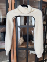 Zara knit bolero fuzzy shrug turtleneck ribbed sweater arms cover Photo 0