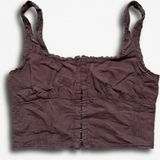 LA Hearts Brown Eyelet‎ Corset Crop Top Hook and Eye XS Photo 0