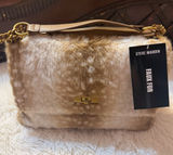 Steve Madden Faux Fur Shoulder Bag in Light Brown with Gold Hardware Photo 0