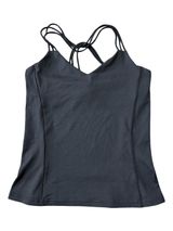 ALO Yoga Women’s Size M Black Criss Cross Strapped V-Neck Activewear Tank Top Photo 0