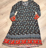 Umgee Floral Maxi Dress Boho V Neck‎ Long Sleeve Print Women Size Small Photo 0