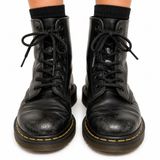 Dr. Martens 8-Eye Black Leather Lace-Up Combat Boots UK 6 US Women 8 Photo 0