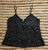 Y2K Black Demask Burnout Lace-Effect Cami Top Photo 0