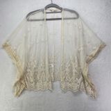 Haute Society coverup Womens S Beige Lace Sheer Open Drape Top mesh -‎ flaw Photo 0