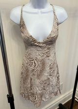 Kimchi Blue Urban Outfitters Animal Print Mini Dress Open Back Bow NWOT Photo 0