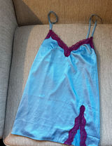 Victorias Secret Elegant Blue and Purple Lace Slip Photo 0