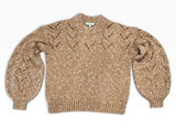 Madewell Pointelle Puff Sleeve Sweater Marled Copper Brown XS AD049 Photo 0