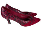 Via Piella Sophie Red Faux Suede Snake Print Pointed Toe Kitten Heel Womens 11 Photo 0