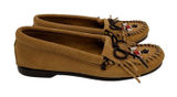 Minnetonka Thunderbird II Suede Moccasins Tan‎ Beaded Fringe Womens 6 177 Photo 0