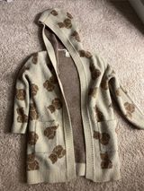 Cream Hooded Floral-Pattern kids size(14 Large) Cardigan Sweater Photo 0