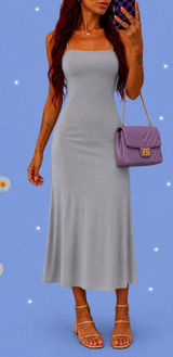 Zara vintage Y2K gray midi dress minimalist fitted slip dress Size Small Photo 0