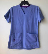 Carhartt Force XS Blue Scrub‎ Top Scrubs Women's Top with Purple Accents Nursing Photo 0