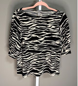 H&M Zebra Print Blouse Black White Animal Print M Mob Wife Y2K Office Core Photo 0