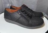 Vionic Abigail Sneakers 7W Black Leather Weather Resistant Orthopedic Wide Comfy Photo 0