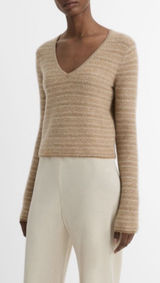 Vince Fair Isle V-neck cashmere sweater Tan Size XS Photo 0