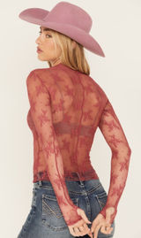 Free People Lady Lux Layering Top S Lace Intimately Lingerie Mauve Sheer Photo 0