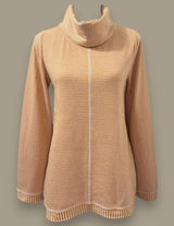 Maeve Anthropologie Mustard Striped Cowl-Neck Tunic Sweater S Photo 0