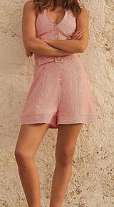 Nwt Anthropologie Maeve Seersucker Halter Romper Photo 0